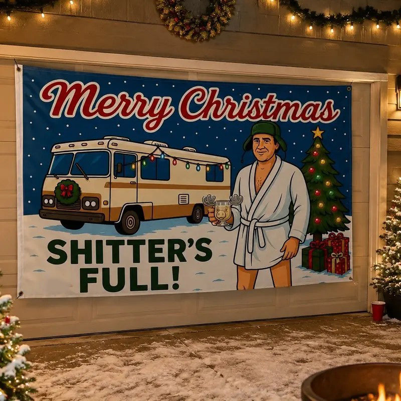 Funny Christmas RV Flag Vintage Holiday Camper Graphic Outdoor Garden Flag