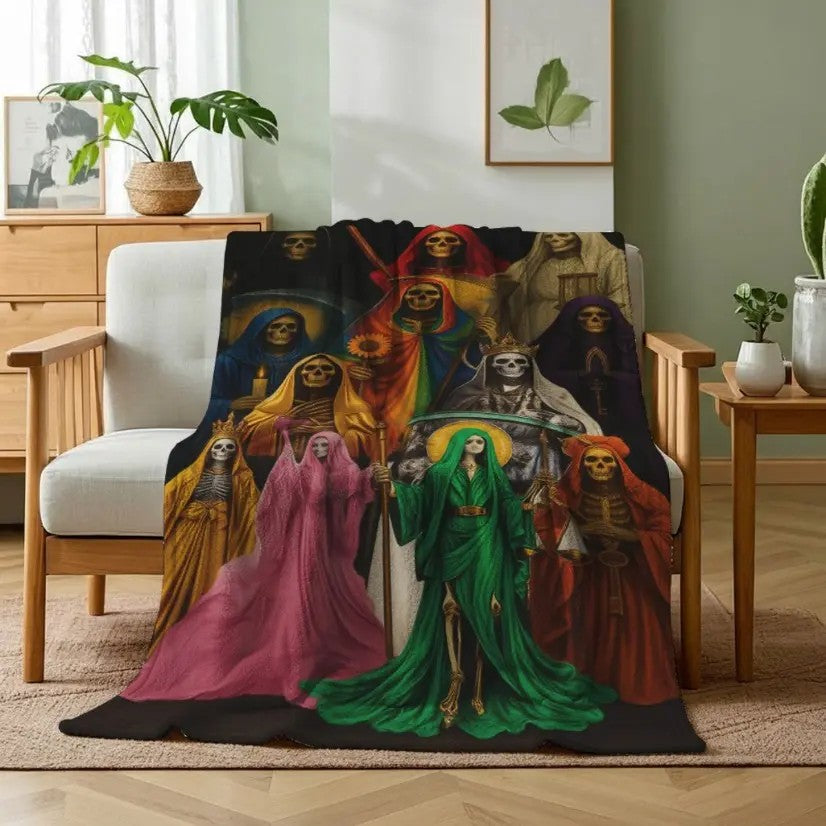 Santa Muerte Acceptance Of Fate Flannel Blanket