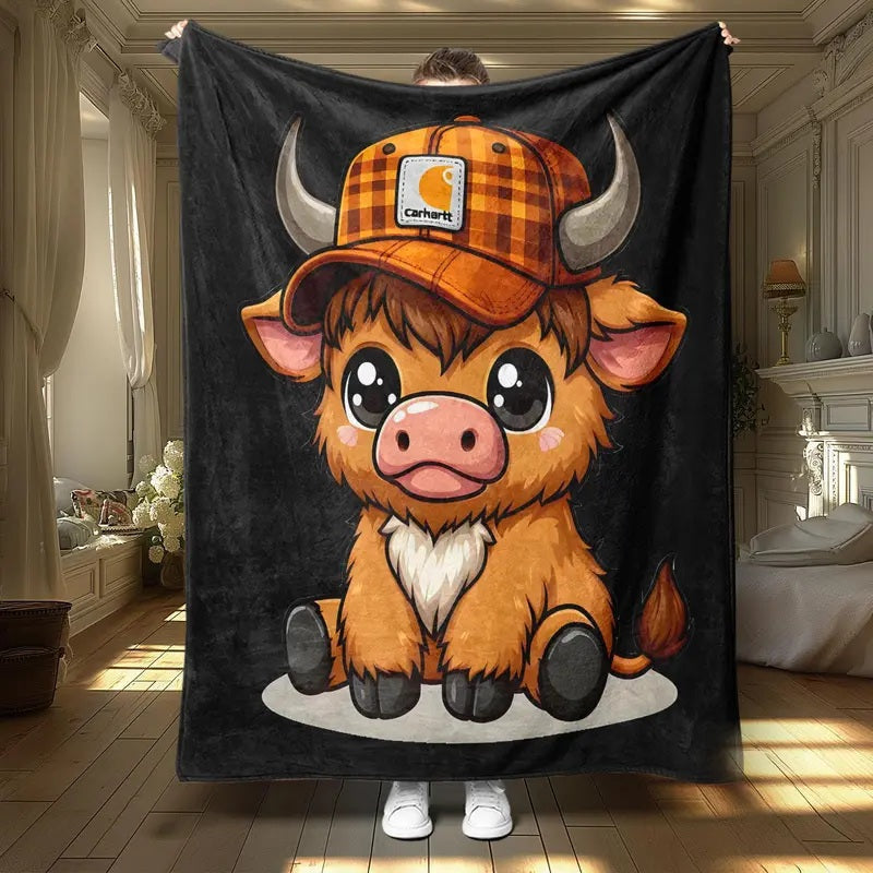 Cute Highland Cow Pattern Blanket