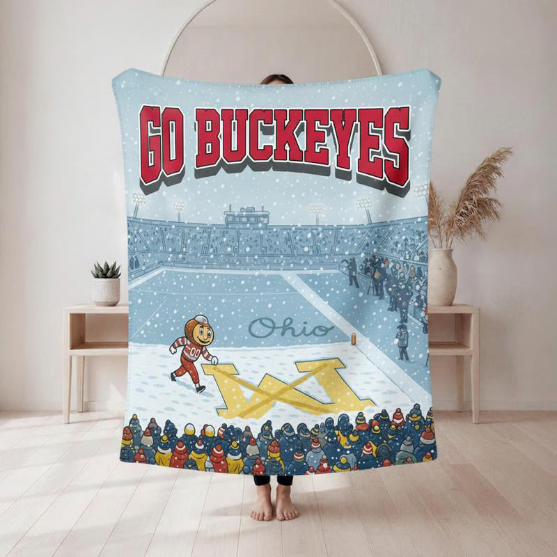 Ohio State Buckeyes Brutus Cartoon Blanket