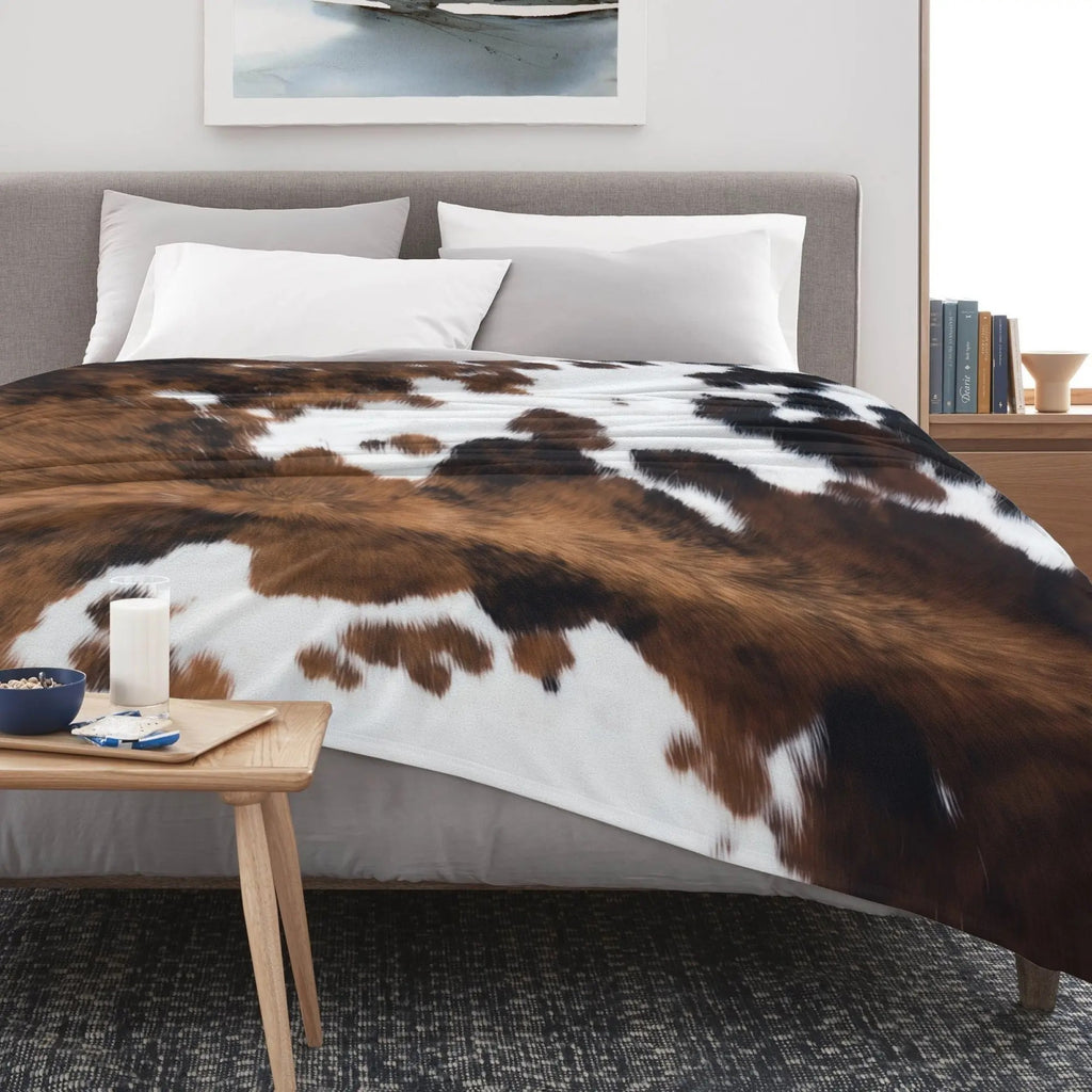 Cow Print Rustic Living Flannel Blanket