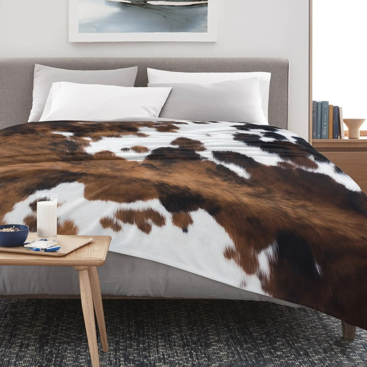 Cow Print Rustic Living Flannel Blanket
