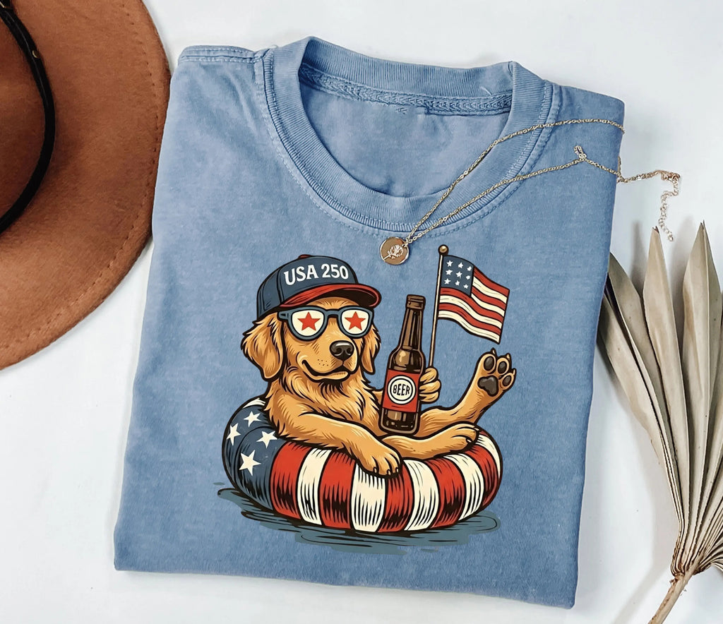 Funny Patriotic Dog USA 250 Independence Day 4th of July Graphic For Dog Lover T-Shirt/Sweatshirt/Hoodie