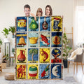 Mexican Loteria Card Themed Quilted Blanket