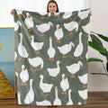 Sage Green Plush with Cute White Goose Blanket
