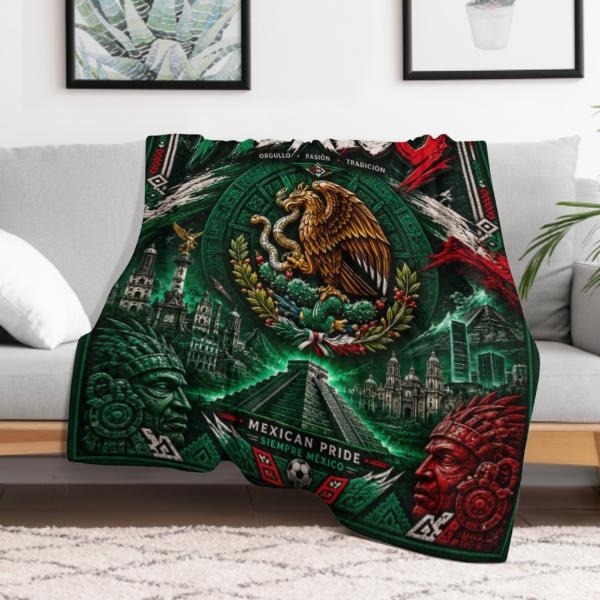 Mexico Aztec Heritage Eagle Fleece Blanket