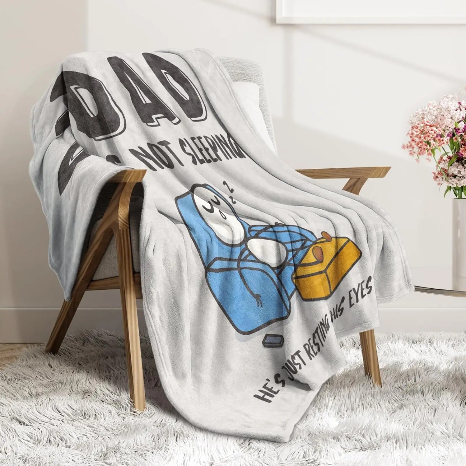 Dad Is Not Sleeping Fathers Day Dads Gifts From Daughter Son Blanket
