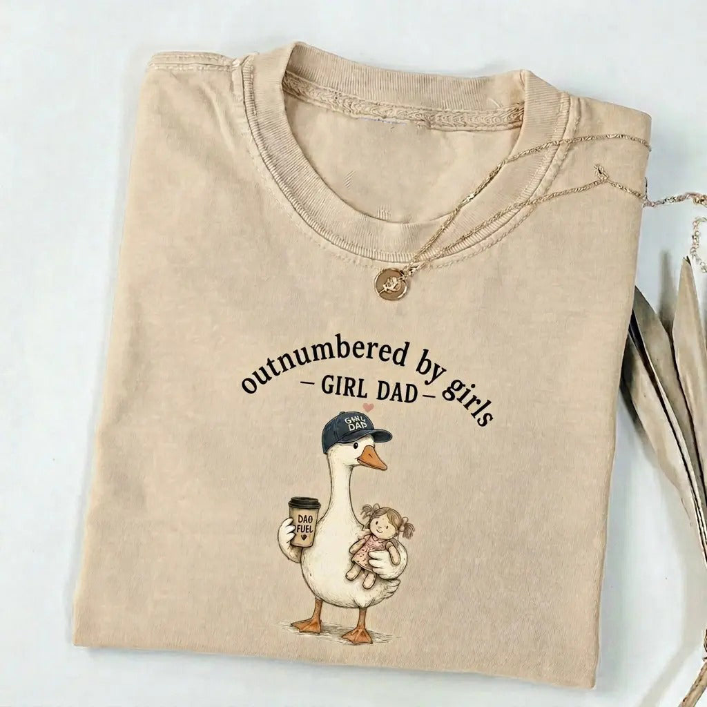 Outnumbered By Girls Funny Dad Duck Graphic Girl Dad Gift for Father’s Day T-Shirt/Sweatshirt/Hoodie