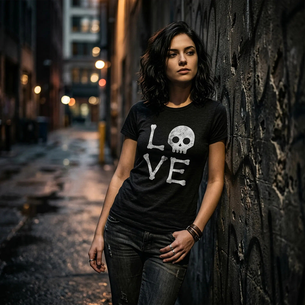 Womens Love Skull Funny Skeleton Bones Halloween Party Graphic T-Shirt/Sweatshirt/Hoodie