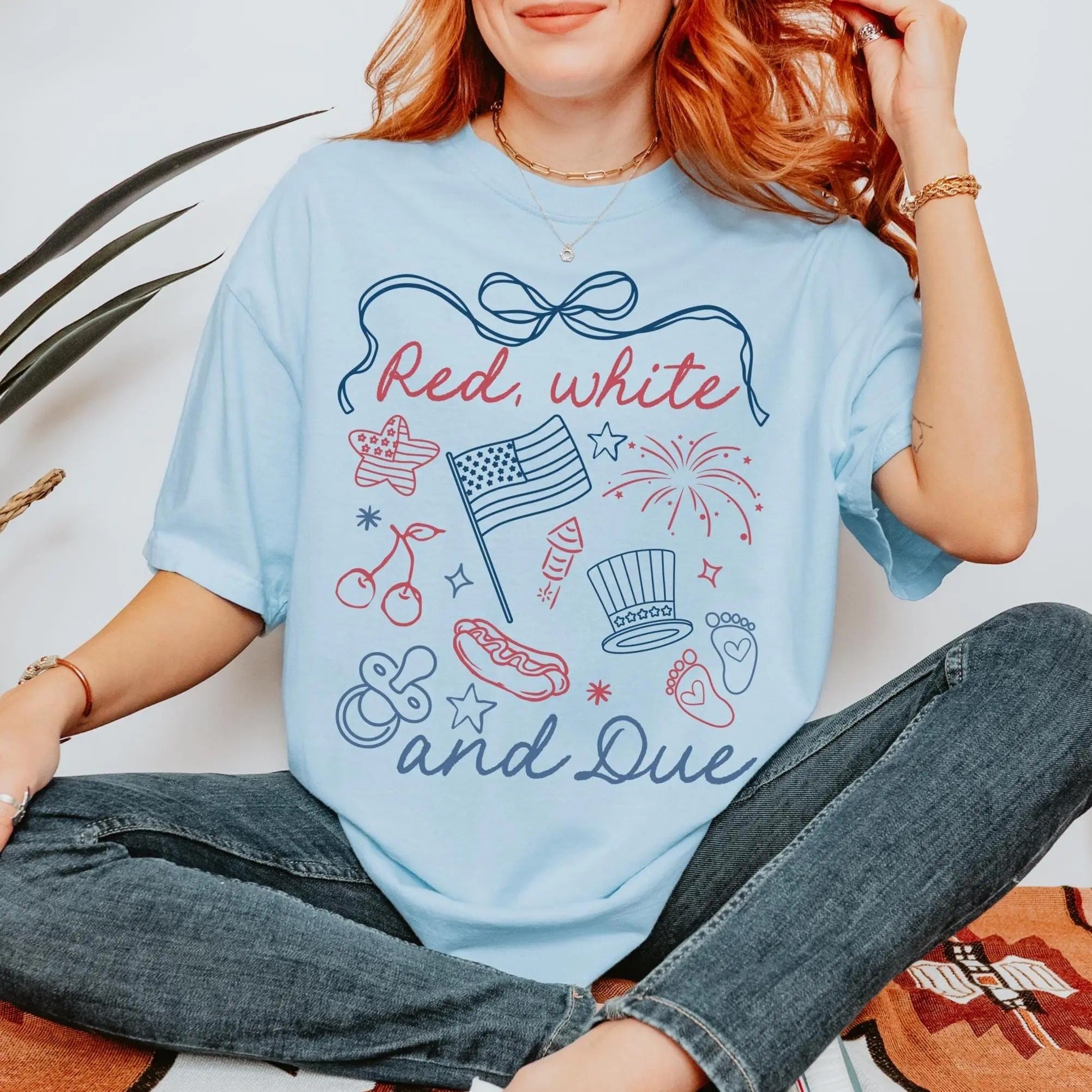 Red White And Blue 4th of July Pregnancy Reveal T-Shirt/Sweatshirt/Hoodie