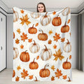 Watercolor Fall Pumpkin & Maple Leaf Flannel Blanket