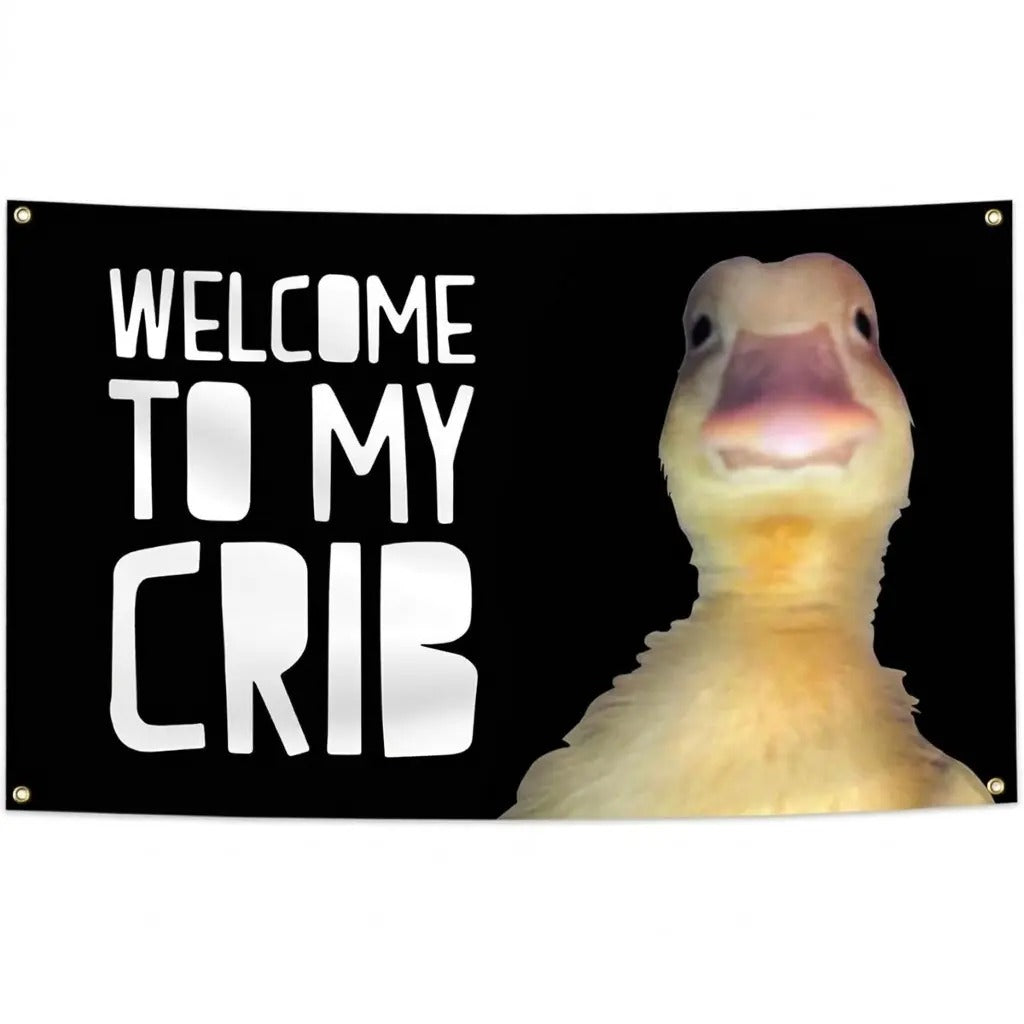 Synthetic Meme Duck Humor Crib-Style Welcome Flag