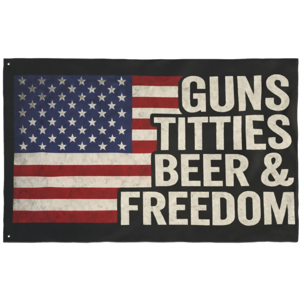 Beer And Freedom Funny Patriotic Flag