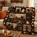 Halloween Ghost Haunted House Floral Flannel Blanket