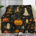Vintage Halloween Pumpkin Ghost Flannel Blanket