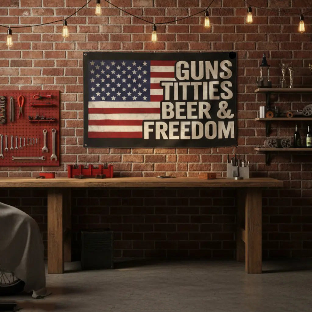 Beer And Freedom Funny Patriotic Flag
