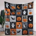 Spooky Pumpkins Cute Ghosts Bats Moon Patchwork Blanket