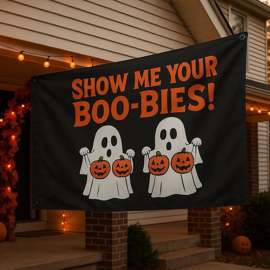 Show Me Your Boo-bies Ghost Party Flag