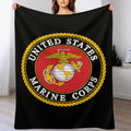 USMC Eagle Globe Anchor Flannel Blanket