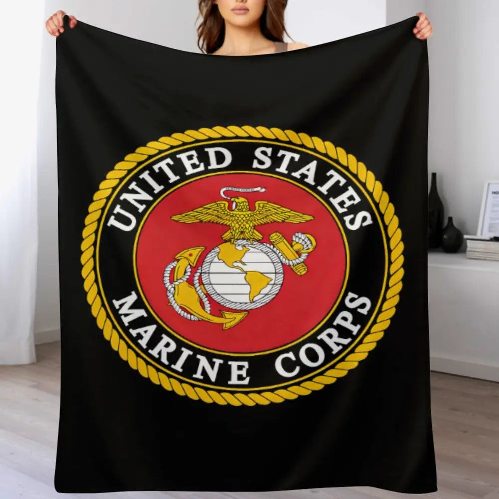 USMC Eagle Globe Anchor Flannel Blanket