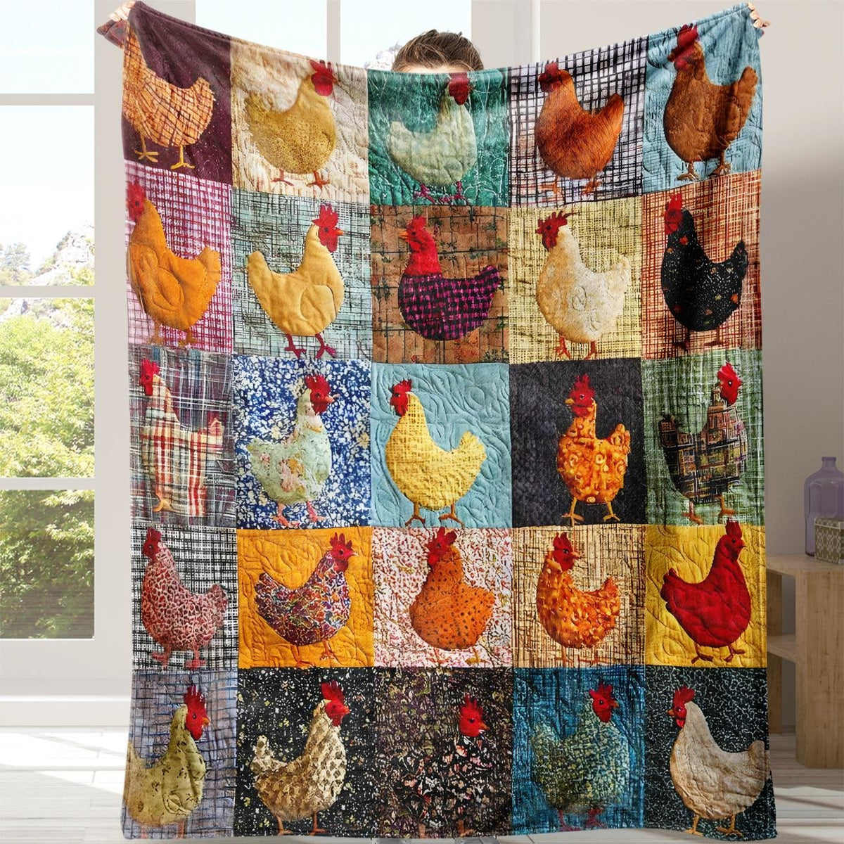 Cute Chicken Pattern Fleece Blanket