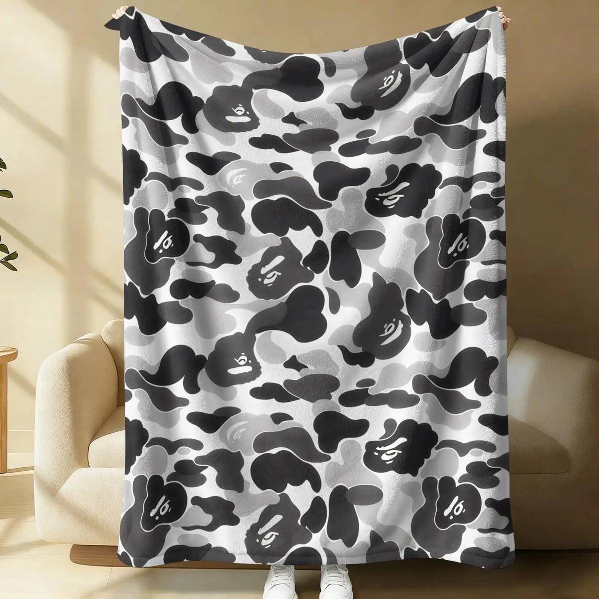 Ultra-Soft Bold Ape Art & Streetwear Energy Print Flannel Blanket