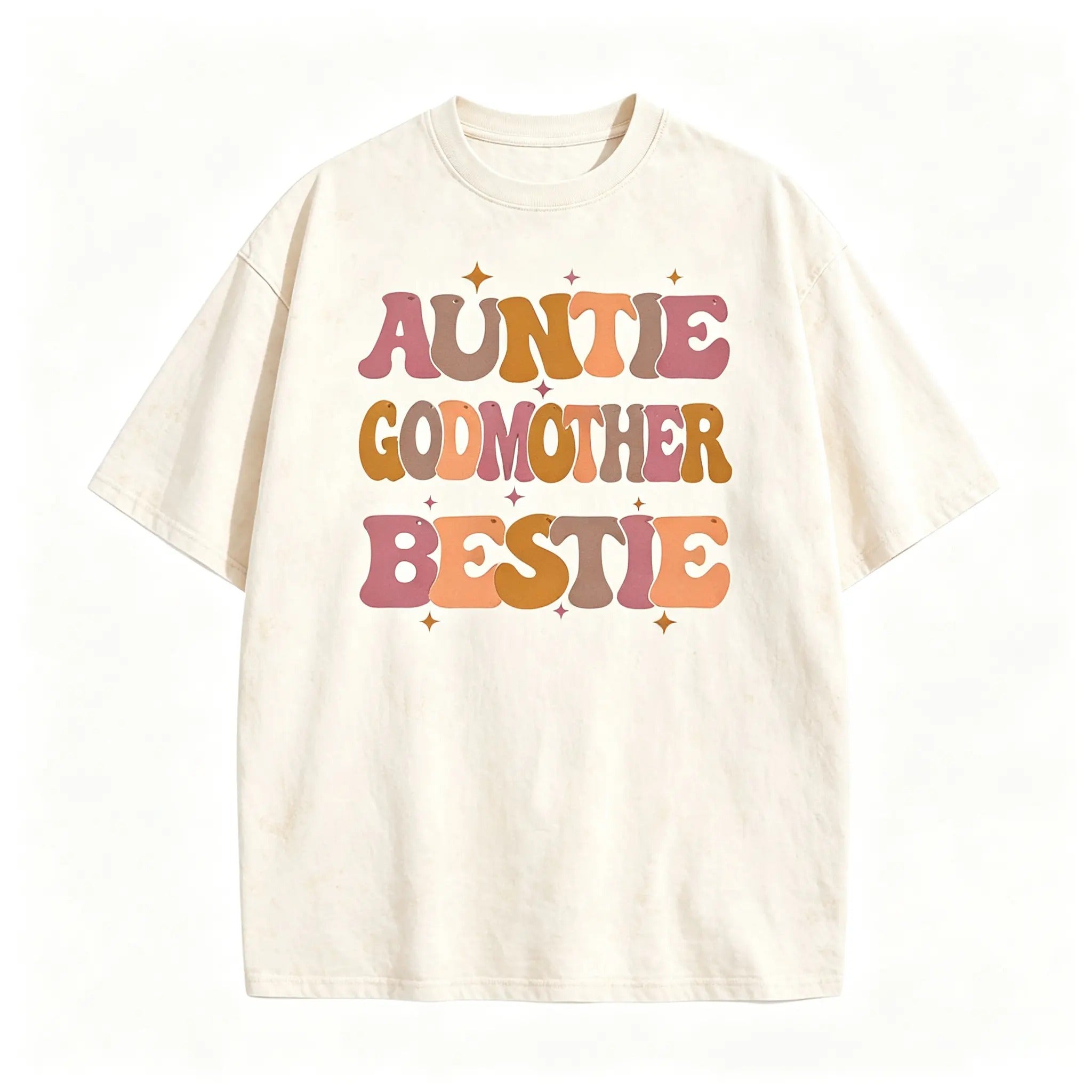 Vintage Acid Auntie Godmother Bestie Top - Heavyweight Cotton DTG Printed Oversized T-Shirt & Tank Top