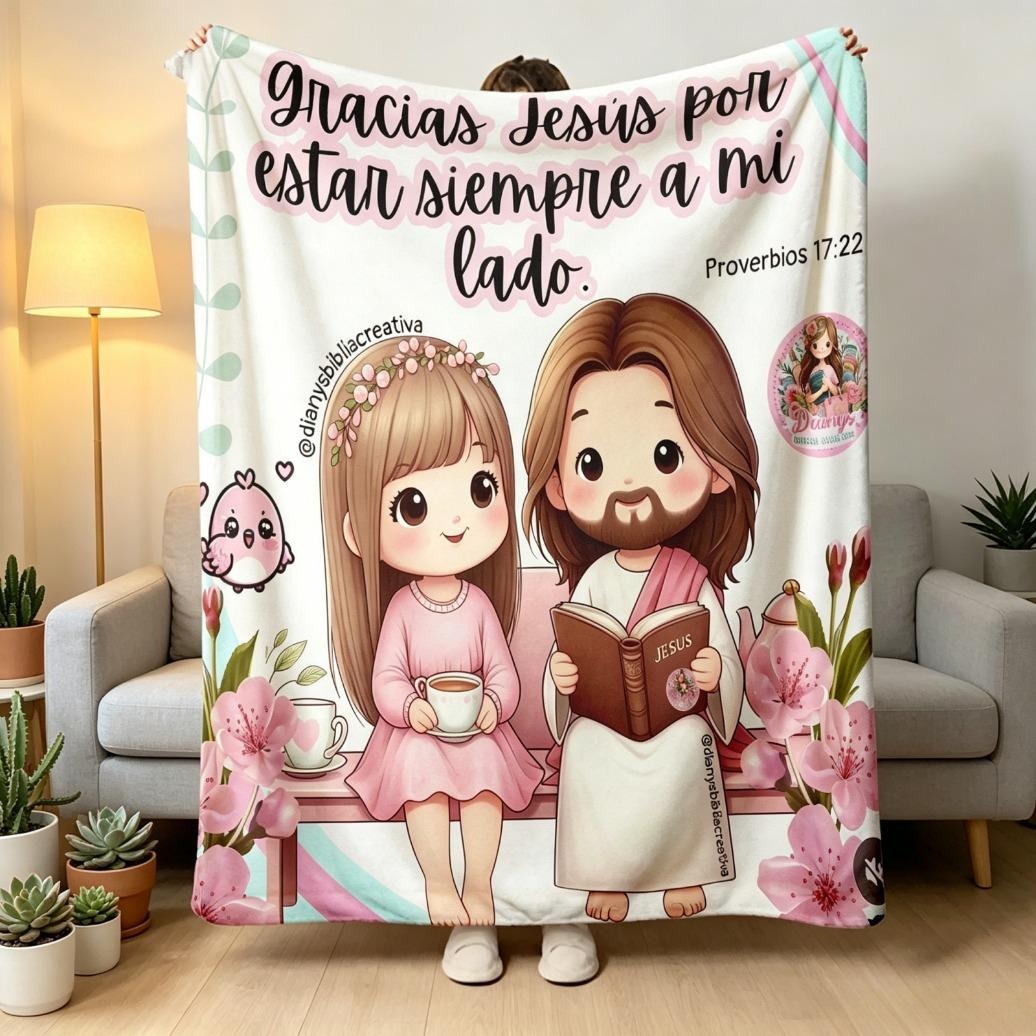 Cute Cartoon Jesus Kids Design Flannel Blanket
