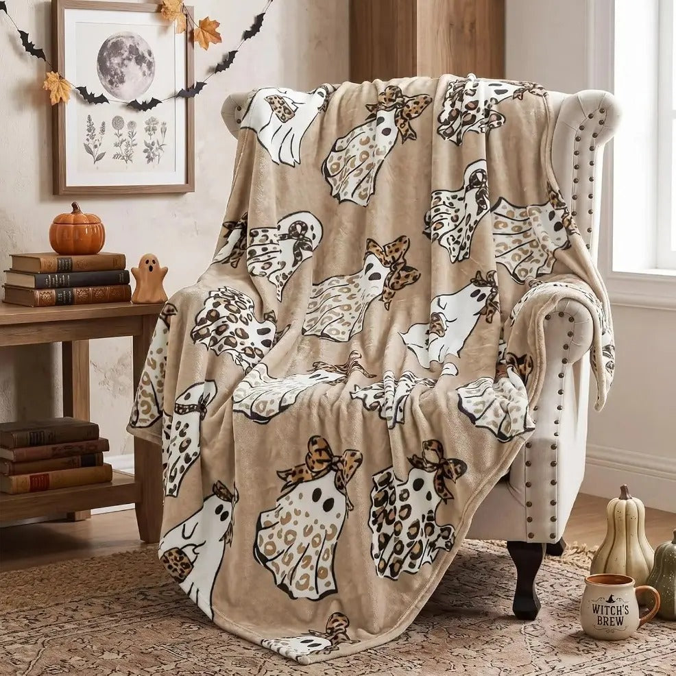Halloween Cheetah Ghost Blanket