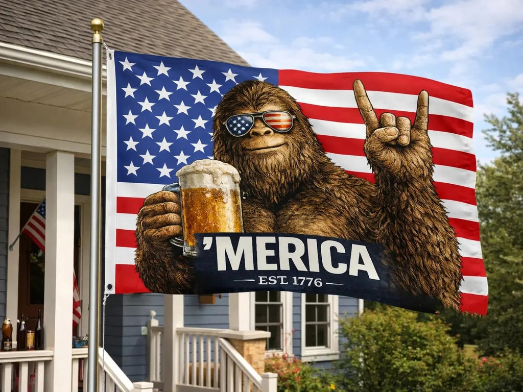 MERICA Bigfoot American Flag