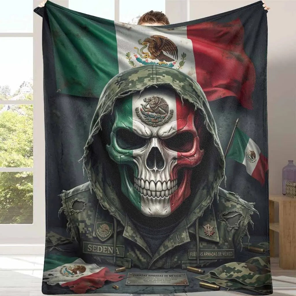 Mexican Army Camouflage Flannel Blanket