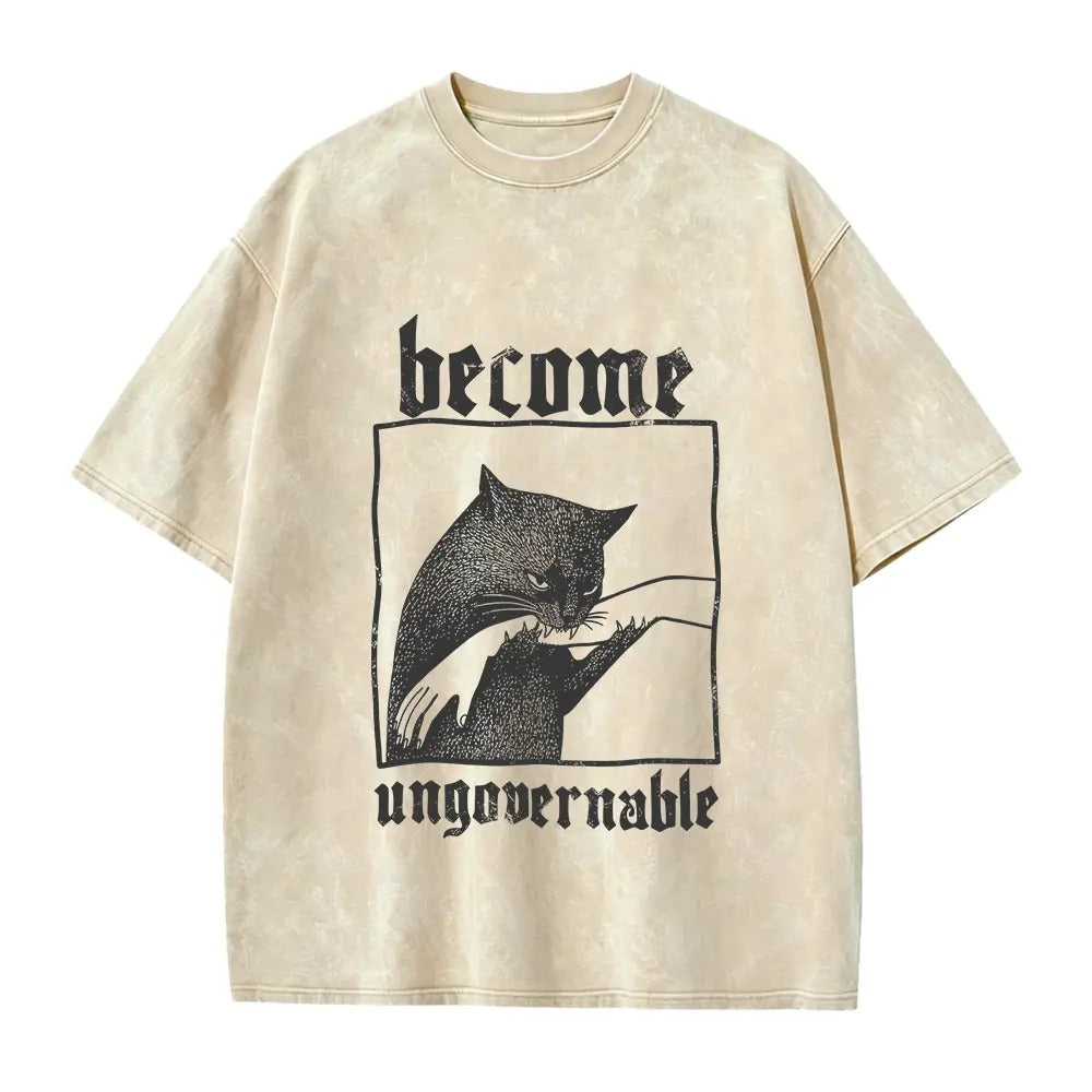 Become Ungovernable Funny Graphic Cat Biting Hand  T-Shirt/Sweatshirt/Hoodie