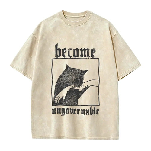 Become Ungovernable Funny Graphic Cat Biting Hand  T-Shirt/Sweatshirt/Hoodie