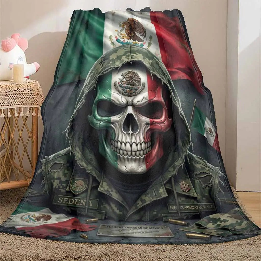 Mexican Army Camouflage Flannel Blanket