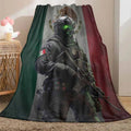 Military Skull Mask Mexican Flag Blanket