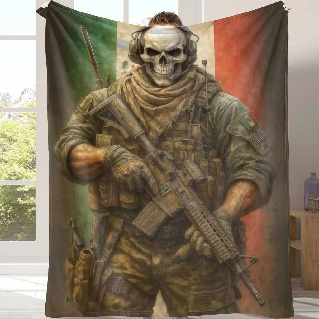 Military Soldier With Flag Blanket