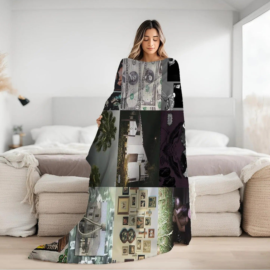 Dark Underground Hip-Hop Album Collage Blanket