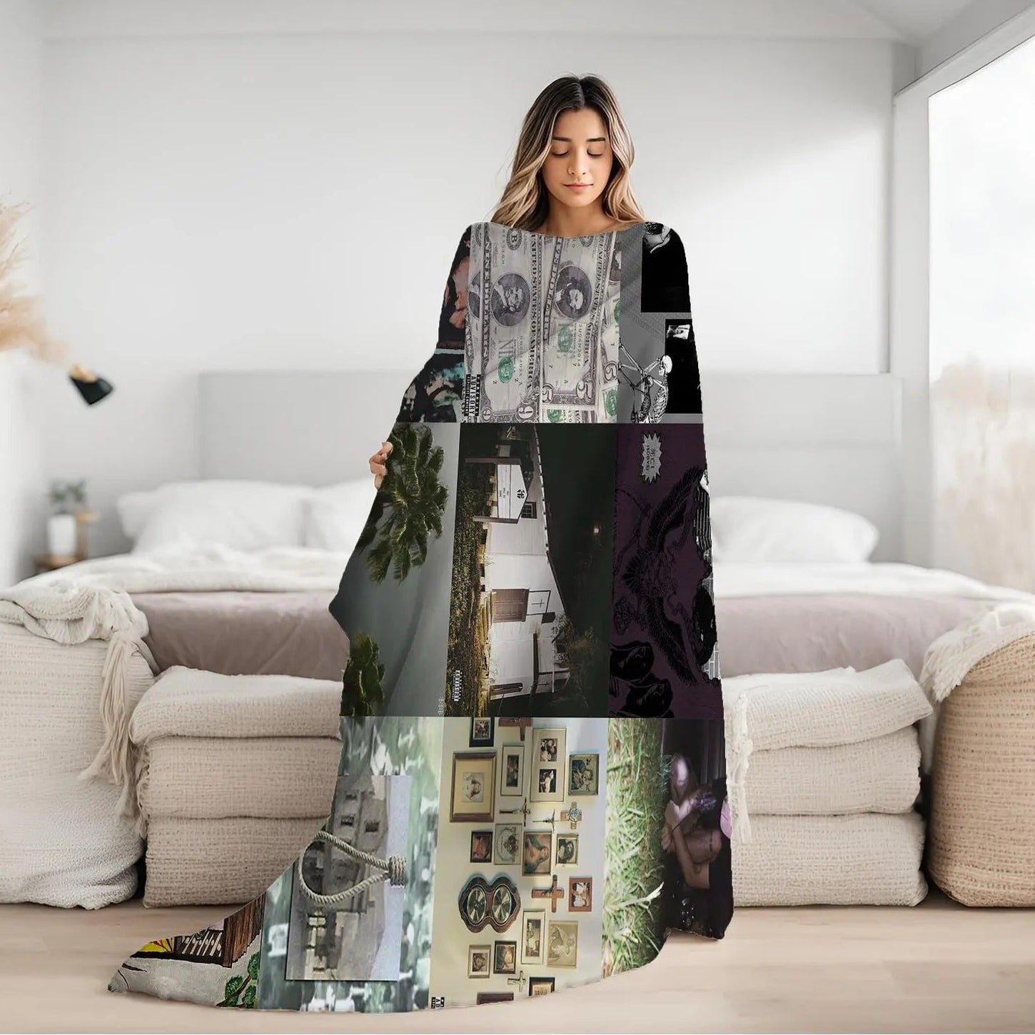 Dark Underground Hip-Hop Album Collage Blanket