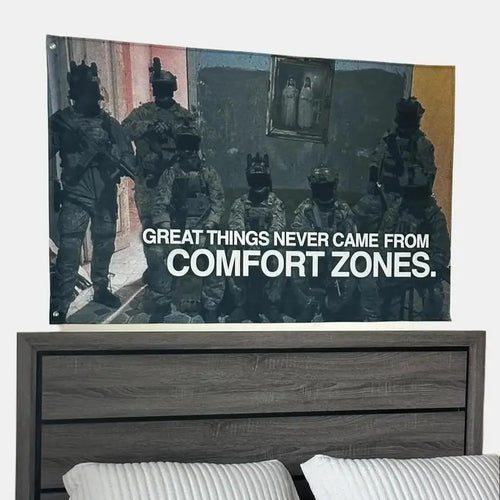 "No Comfort Zones" Motivational Durable Flag