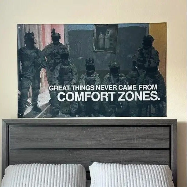 "No Comfort Zones" Motivational Durable Flag