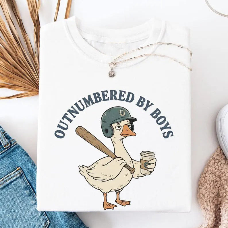 Outnumbered By Boys Baseball Mom Goose T-Shirt/Sweatshirt/Hoodie