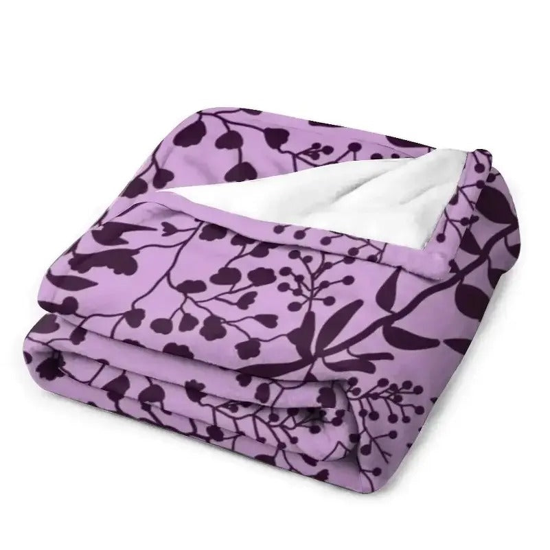 Swan Lavender Freesia Polyester Throw Blanket