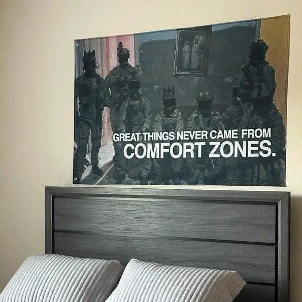 "No Comfort Zones" Motivational Durable Flag