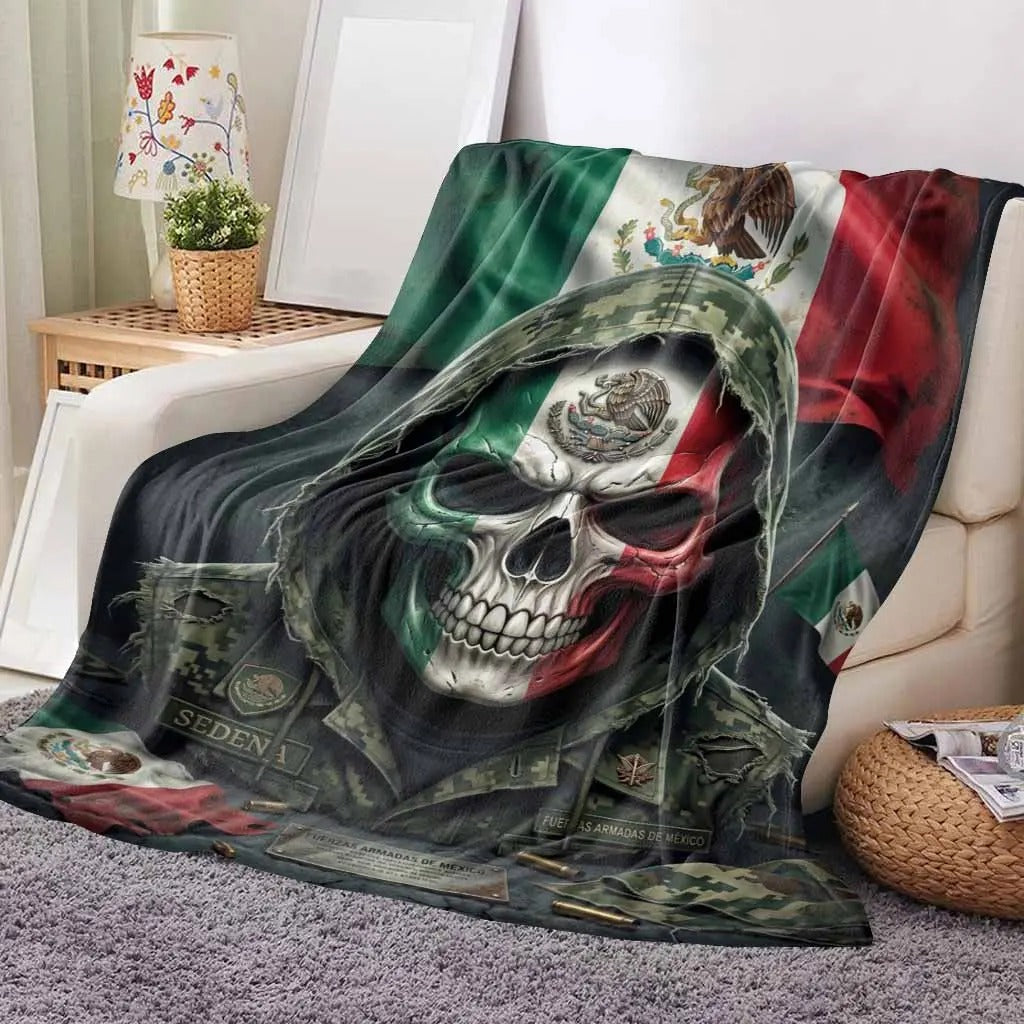 Mexican Army Camouflage Flannel Blanket