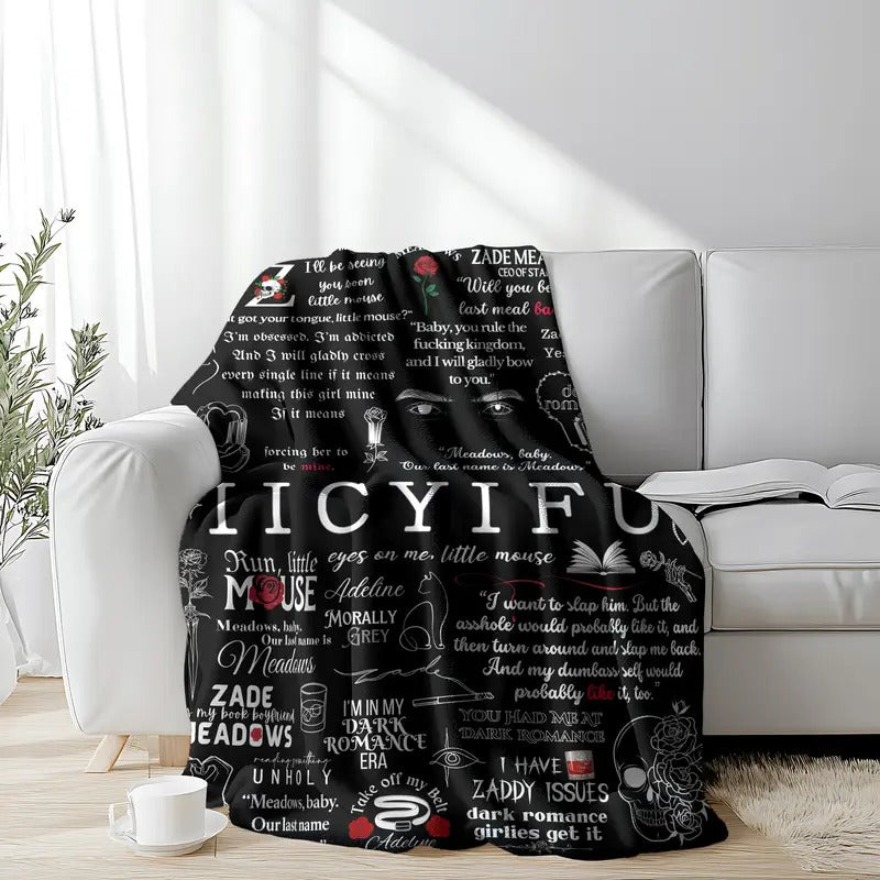 Dark Romance Fleece Iconic Book Quotes Blanket