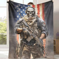 Military Soldier With Flag Blanket