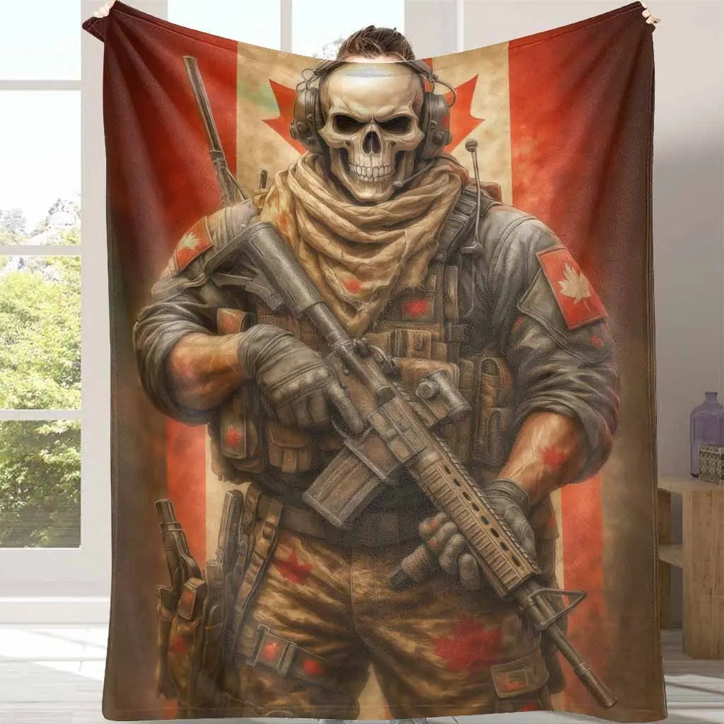 Military Soldier With Flag Blanket