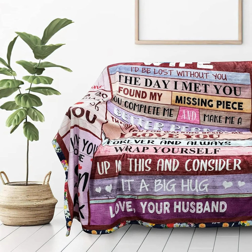 To My Wife You Are My Sunshine Rustic Wood Style Plush Blanket