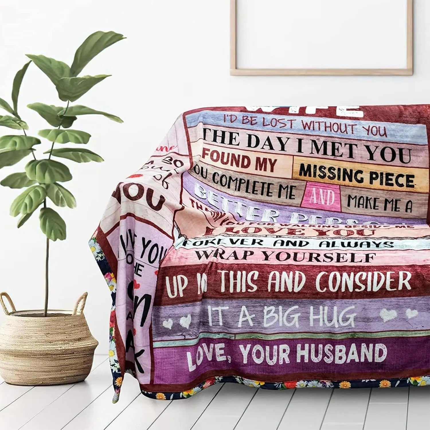 To My Wife You Are My Sunshine Rustic Wood Style Plush Blanket