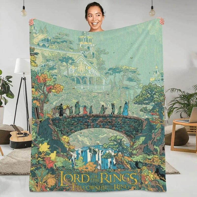 Lord Of The Rings Flannel Throw Middle Earth Landscape Blanket